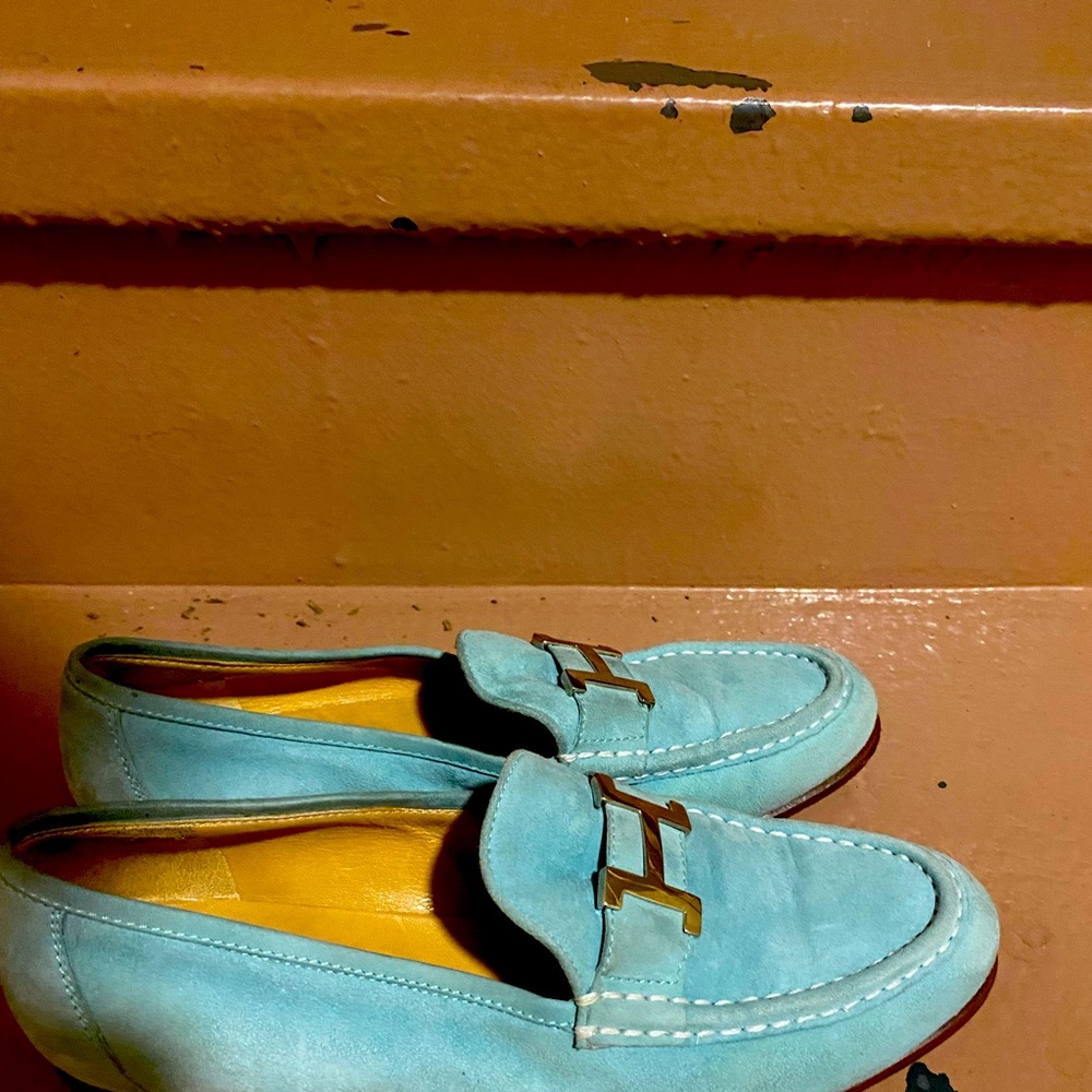 Hermes Constance mint green loafers. Size 38 / 7.